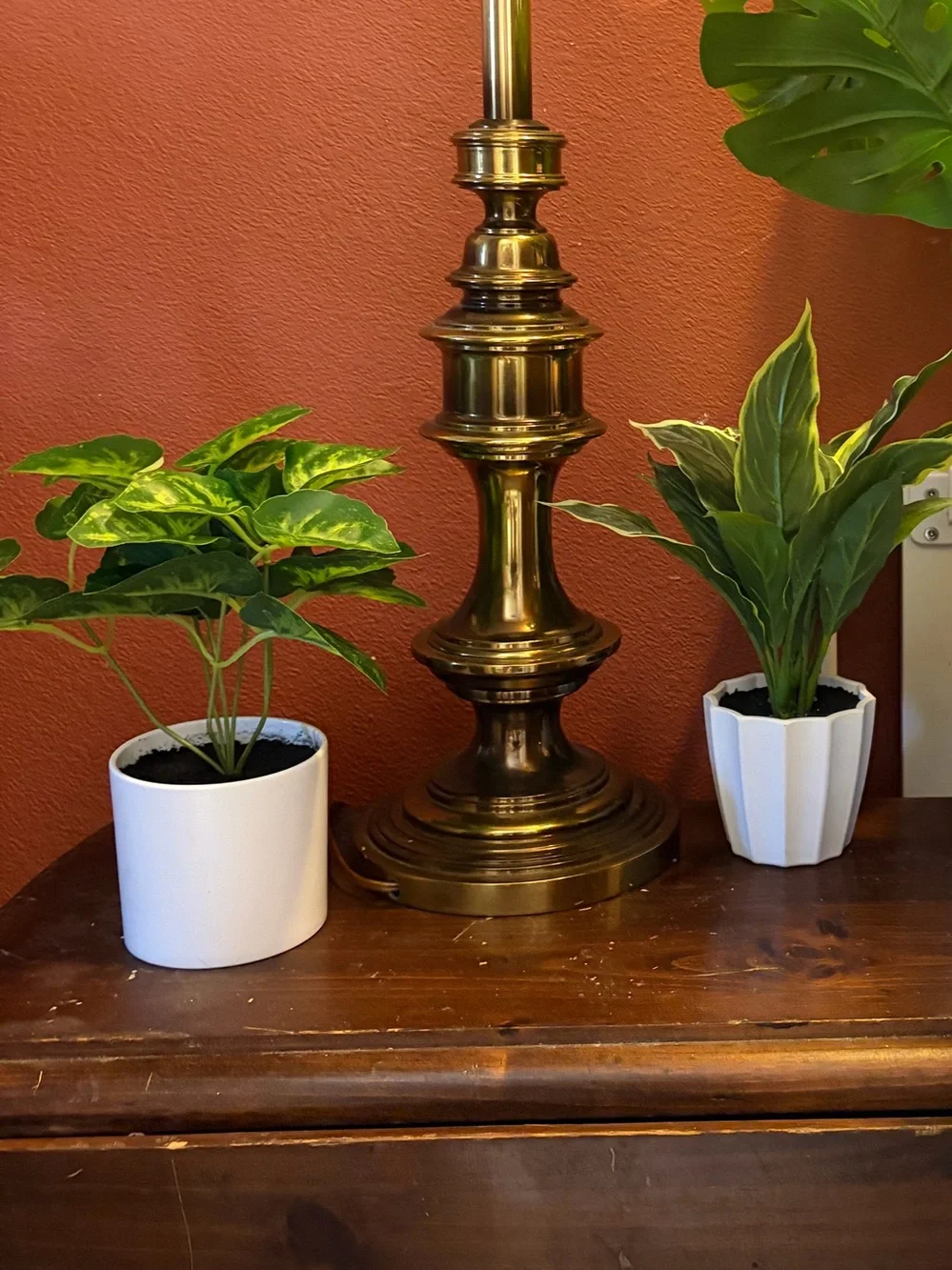 White ceramic potted faux plants